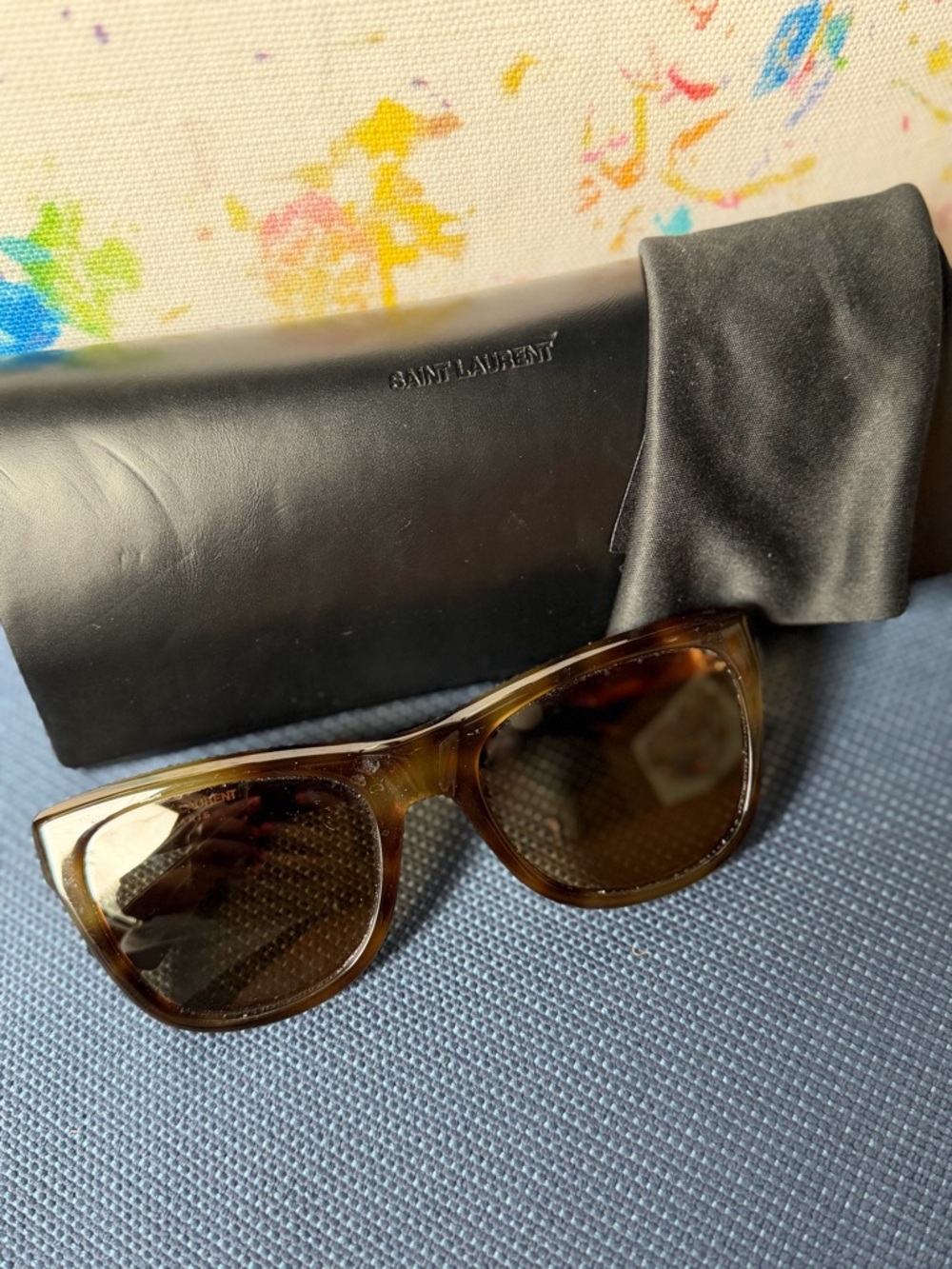 Saint Laurent Brown Tortoiseshell Sunglasses